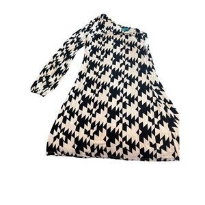 V Fish Womens Mini Dress Two Way Sleeves Abstract Black White Large